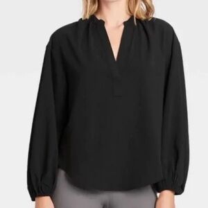 2 FOR $20 A New Day Black Balloon Sleeve Blouse Top Size XS NEW